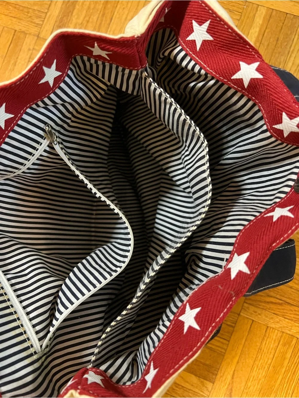 American Fare! Sonoma Red, White & Navy Star-Trim Canvas Tote